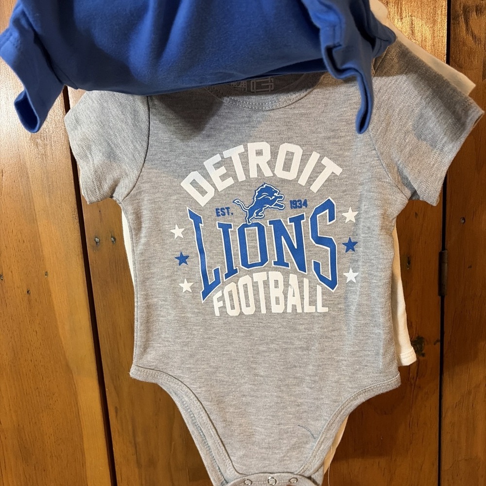 DETROIT LIONS Official NFL Licensed Baby 3-pack Creeper Set - 18 Months - Picture 4 of 6